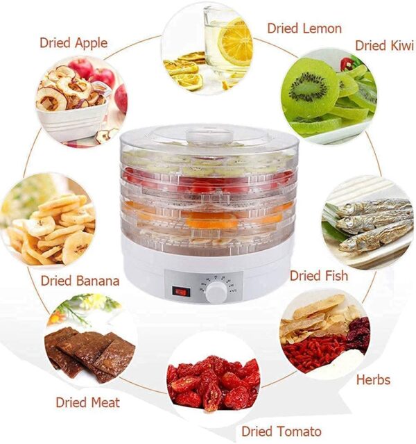 Food Dehydrator Machine, Snacks Food Dryer, Fruit Vegetable Food Jerky Spice,Meat Drying Machine, Multiple Use, Multifunction Kichen Dehydrator Machine with 5 Stackable Trays - Image 5