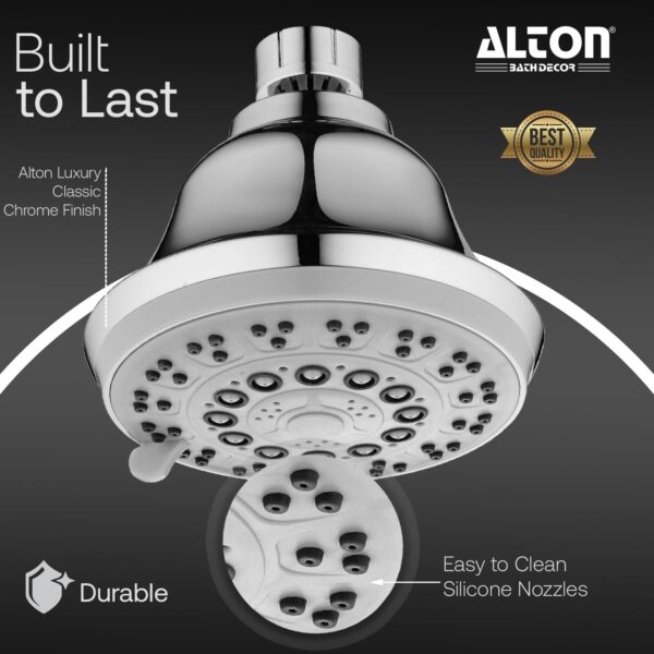 ALTON SHR22310, ABS, 4-INCH, 5-Function Overhead Shower With 9-INCH Arm & Flange, Chrome Finish - Image 3