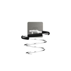 ONICORN® Dryer Holder Wall Mounted Self Adhesive, Stainless Steel Hair Blow Dryer Styling Tools Rack, Bathroom Organizer Compatible (SILVER, 1 PCS, Hanging Shelves) - Image 5