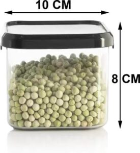 Folinstall Unbreakable Pack Of 6 Air Tight Square Plastic Containers Set For Kitchen Storage, Kitchen Container, Storage/Container Sets, Plastic Container, Air-Tight Design (500 Ml) (6), Black - Image 5