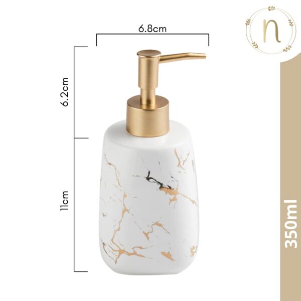 Nestasia 350ml Ceramic Liquid Soap Dispenser with Pump | Marble Finish Durable Handwash Dispenser for Bathroom & Kitchen | Elegant Bathroom Accessories (White) - Image 6