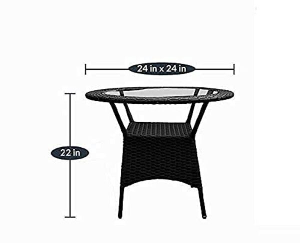 Corazzin Garden Patio Seating Chair and Table Set Outdoor Balcony Garden Coffee Table Set Furniture with 1 Table and 4 Chairs Set (Black), Rattan, 22 Inch, 24 Inch, Inch - Image 5