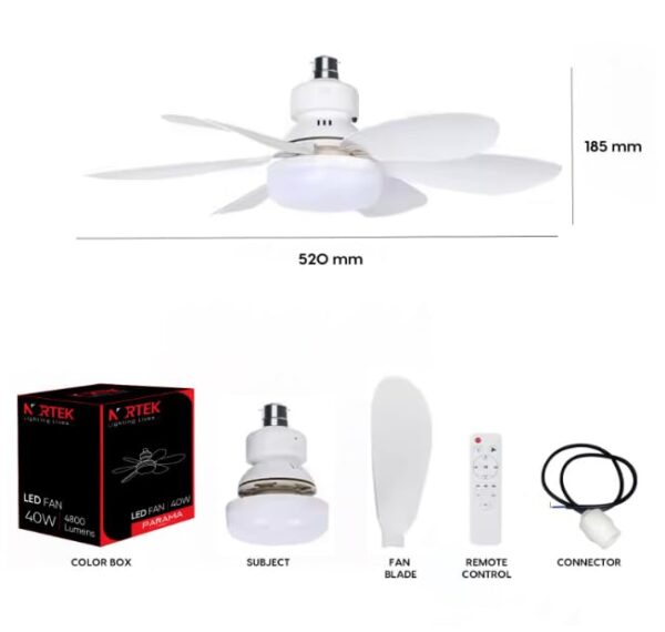 LED Ceiling Fan with Lights | 40W Mini Ceiling Fan with 6 Blades | 3 Speeds & 3 Timer Settings | 21-Inch Diameter | 3 in 1 LED Light (Cool/Natural/Warm White) | Remote Control Fan Light - Image 10