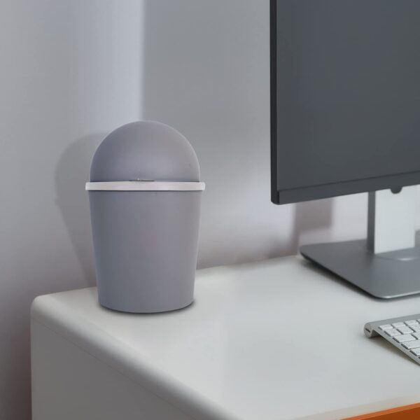 Heart Home Table Dustbin|Plastic Swinging Lid Waste Storage Garbage Bin|Desktop Trash Can For Study Table, Office(Gray) - Image 6