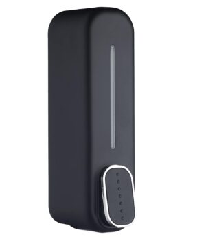 SKADIOO Nero Black soap Dispenser Wall Mounted for Bathroom | Wash Basin | Liquid Sanitizer Shower Gel Dish Wash Soap Dispenser for Bathroom Kitchen 400Ml Pack of (1, Capsule Black, ABS Plastic) - Image 2
