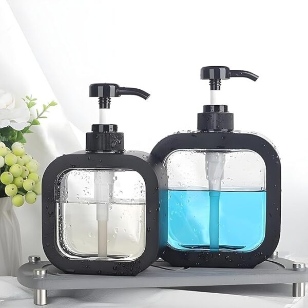 SR 1 pcs Multipurpose Liquid Soap Refillable Plastic Dispenser Hand Wash, Dish Wash, Shampoo, Conditioner, Shower Gel Lotion for Bathroom and Kitchen 300ml (Pack of 1) (Black) - Image 3