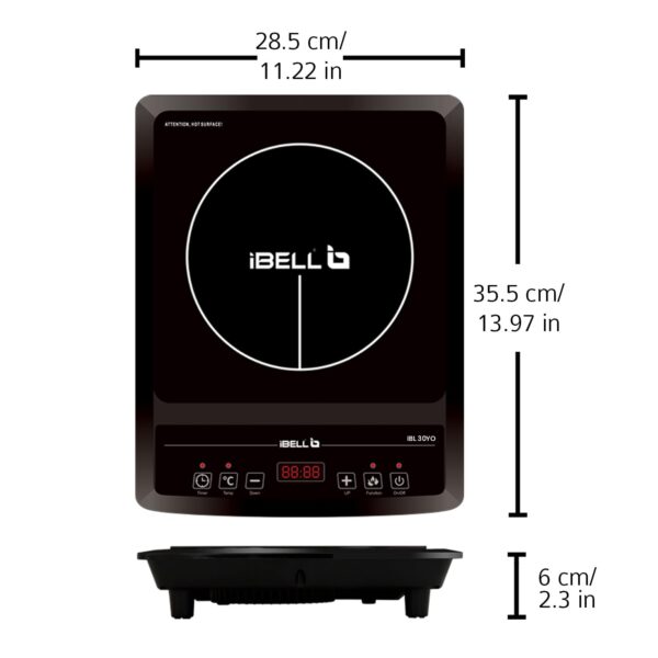 iBELL IBL30YO Induction Cooktop with Crystal Glass Top, 2000W, Auto Shut Off and Overheat Protection, BIS Certified (Black) - Image 7