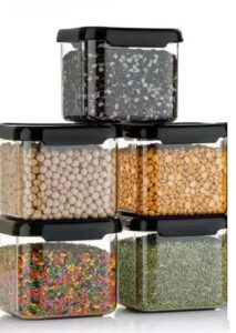 Folinstall Unbreakable Pack Of 6 Air Tight Square Plastic Containers Set For Kitchen Storage, Kitchen Container, Storage/Container Sets, Plastic Container, Air-Tight Design (500 Ml) (6), Black - Image 6