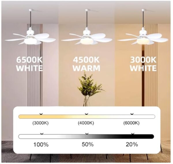 LED Ceiling Fan with Lights | 40W Mini Ceiling Fan with 6 Blades | 3 Speeds & 3 Timer Settings | 21-Inch Diameter | 3 in 1 LED Light (Cool/Natural/Warm White) | Remote Control Fan Light - Image 3