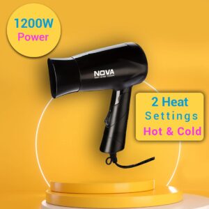 Nova NHP 8100 Silky Shine 1200 Watts Hot and Cold Foldable Hair Dryer- Black - Image 5
