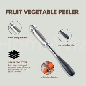 HomeWiz Stainless Steel Kitchen | Food Grade, Durable| Sharp Blades for Effortless Peeling of Fruits and Vegetables | 3 in 1 Multifunctional Julienne Peeler for Kitchen | Salad | (Silver/Black) - Image 3