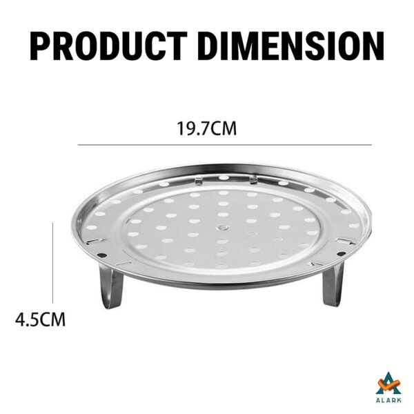 Alark 2 PCS Round Stainless Steel Steamer Rack 7 Inch Steaming Tray Pressure Cooker Cooking Toast Bread Salad Tray Rack 3 Removable Stand For V- Shaped Kitchen Stock Pot Steaming [ 22x22x6 CM ] - Image 3