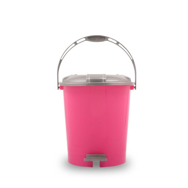 Kuber Industries Pack of 3 Pedal Dustbin | 10 Liter | Dustbin for Bathroom & Kitchen with Lid | Garbage Bin with Handle | Wet & Dry Waste Bin | Check Dhakan Trash Can | Pink-Grey & Black - Image 3