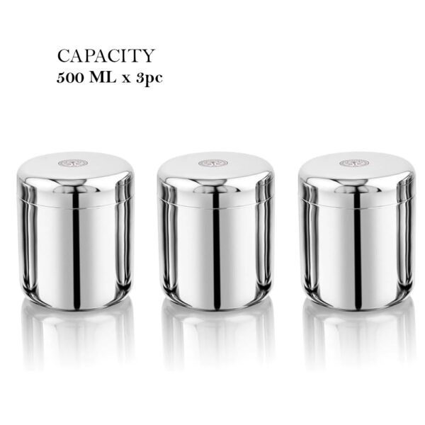 Ammantran Round Shape Deep Storage Container with Lid, Food Grade Stainless Steel, Multipurpose Kitchen Storage Box, Russian Sober Design, Durable & Elegant, for Home & Fridge Use| 500ML - Image 4