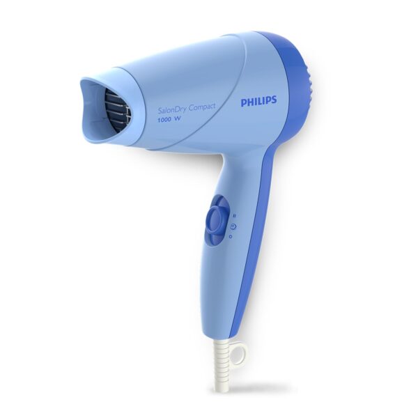 Philips HP8100/60 Compact Hair Dryer| 2 Flexible heat setting| ThermoProtect prevents overhearting | 1000 Watts- Blue - Image 2