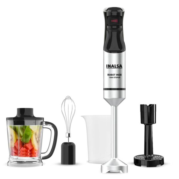 INALSA Hand Blender 1500 W|Silent DC Copper Motor|European Stepless Variable Speed Design| X.Large 1L Chopper|Unique Potato Masher| Detachable| Stainless Steel-Robot INOX 1500 StepUp - Image 2