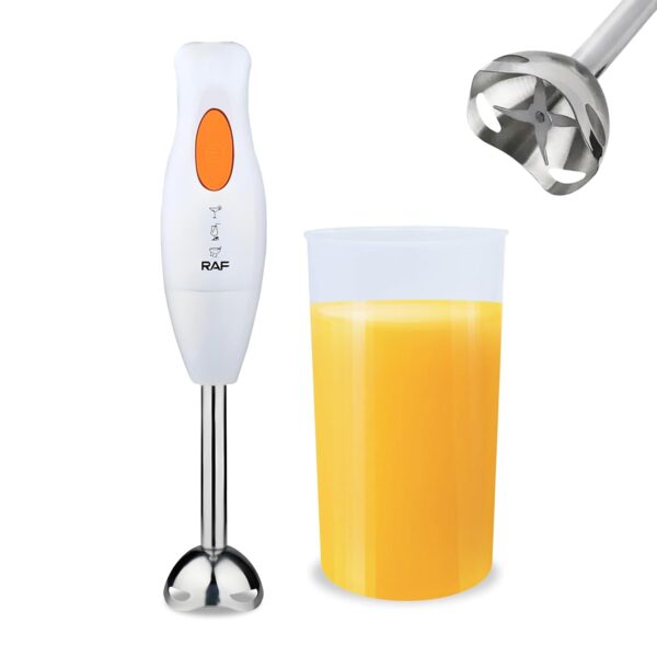 FWQPRA Electric Hand Blender With Blender Jar | 300Watt with Stainless Steel Blades | Powerful Portable Easy Control Grip Stick Mixer | Perfect for Smoothies, Puree Baby Food & Soup | White - Image 2