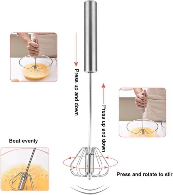 DLEST Hand Blender | Stainless Steel Automatic Blender | Hand Blender for Kitchen | Butter Milk & Lassi Maker | Mixer Hand Blender | Egg Beater Mixer | Silver 9inch - Image 5