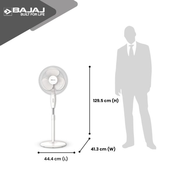 Bajaj Frore Neo 400 MM Oscillating Pedestal Fan for Home | Aerodynamically Balanced Blades | 100% CopperMotor | HighAir Delivery | 3-Speed Control | Rust Free | 2-Yr Warranty 【White】 - Image 8