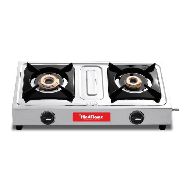 Hindflame 2 Burner Metro Stainless Steel Manual Gas Stove 1 Year Warranty (ISI Certified & BIS Approved) (2 Burner) - Image 2