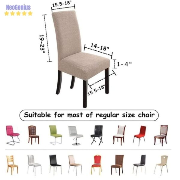 NeoGenius Premium Elegant Dining Room Chair Covers, Slipcovers Set of 4, Spandex Super Fit Stretch Removable Washable Chair Covers, Protector -for Dining Room (Dining Room Chair Covers_Khakhi) - Image 5