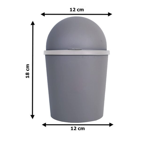 Heart Home Table Dustbin|Plastic Swinging Lid Waste Storage Garbage Bin|Desktop Trash Can For Study Table, Office(Gray) - Image 7