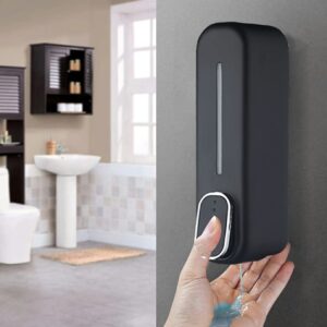 SKADIOO Nero Black soap Dispenser Wall Mounted for Bathroom | Wash Basin | Liquid Sanitizer Shower Gel Dish Wash Soap Dispenser for Bathroom Kitchen 400Ml Pack of (1, Capsule Black, ABS Plastic) - Image 3
