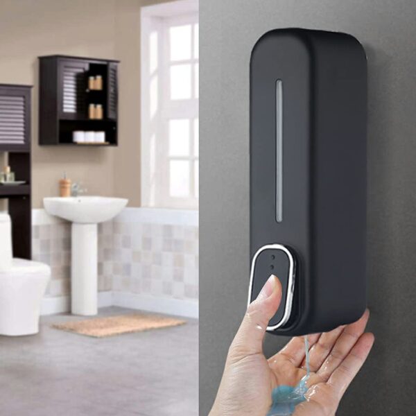 SKADIOO Nero Black soap Dispenser Wall Mounted for Bathroom | Wash Basin | Liquid Sanitizer Shower Gel Dish Wash Soap Dispenser for Bathroom Kitchen 400Ml Pack of (1, Capsule Black, ABS Plastic) - Image 3