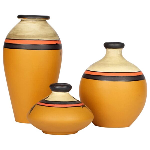 Artysta ‘Madhubani Jungle’ Yellow Handpainted Terracotta Flower Vase, Terracotta Decorative for Home Decor Earthen Flower Vases Pots for Home & Office (Set of 3) - Image 6