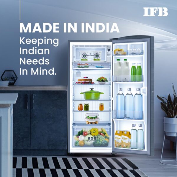 IFB 197L 5 Star Direct Cool Single Door Refrigerator (IFBDC-2235DBSE, Brush Grey, Advanced Inverter Compressor, Extraordinary Storage with Humidity Controller) - Image 8