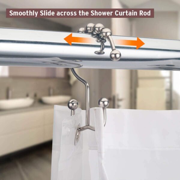 12Pcs Shower Curtain Rings Metal Shower Curtain Hooks, Shower Curtain Rings Rust Proof Stainless Steel Shower Rings for Curtain,Shower Hooks for Shower Curtain Bathroom Curtain Hooks Hangers. (12) - Image 4