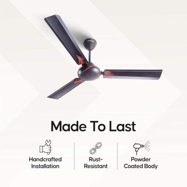 LONGWAY Creta P1 1200 mm/48 inch Ultra High Speed 3 Blade Anti-Dust Decorative Star Rated Ceiling Fan (Smoked Brown, Pack of 1) - Image 7