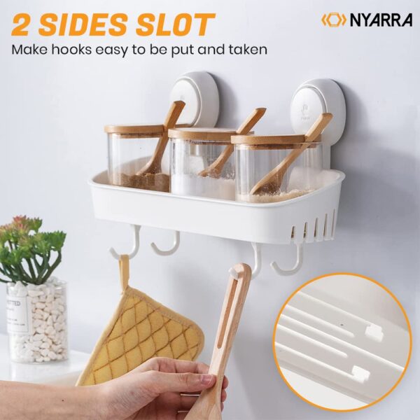 Nyarra ABS Vacuum Suction Spice Bottle Rack Holder, Easy One Push Installation, Storage Shelf With Suction Cup -Multi-Functional Rack Organizer For Jars, Knife, Cutlery-[Nr-0633] - Image 3