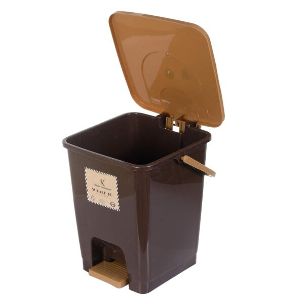 Kuber Industries Square Premium Plastic Pedal Dustbin with Lid for Home/Kitchen/Office 10 Ltr (Brown)-Pack of 2-KUBMART16410 - Image 3