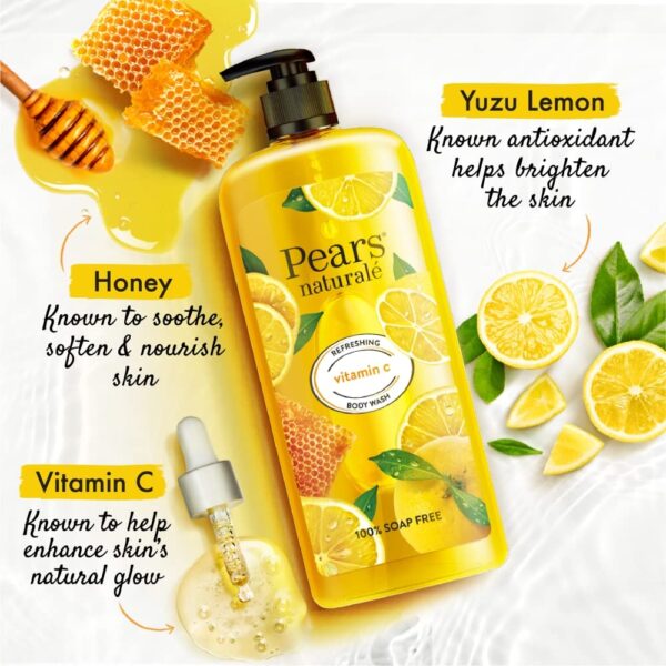 Pears Naturale Refreshing Vitamin C Body Wash with Natural Yuzu Lemon, Vitamin C & Honey Extract | for Refreshed & Radiant Skin| 750 ml - Image 5