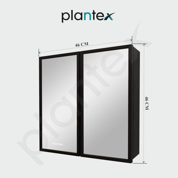 Plantex Aluminium Framed Bathroom Mirror with Storage/Double Door Heavy-Duty Steel Body Bathroom Shelf for Wall with Mirror - 18x18 Inch, Black - Image 3