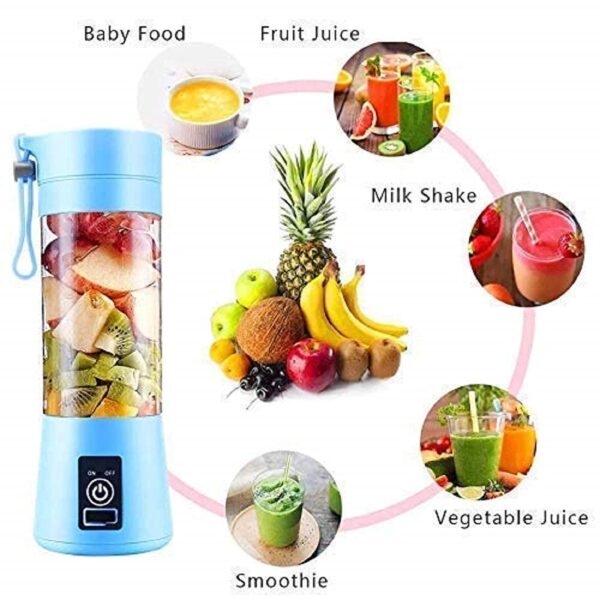 Portable 6-Blade Electric JuicerBlender with built-in JarJuicer Mixer Bottle,Fruit Juicer Machine,USB Rechargeable Personal Size Juicer Grinder Mixers (MULTI COLOUR) - Image 3