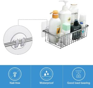 Oslen 4 Packs Shower Caddy Adhesive Replacement Sticker, Strong Sticky Heavy-Duty Wall Adhesives Nail Free Transparent Adhesive Pad, Adhesives Hook for Shower Caddy,Bathroom Storage Shelves - Image 2