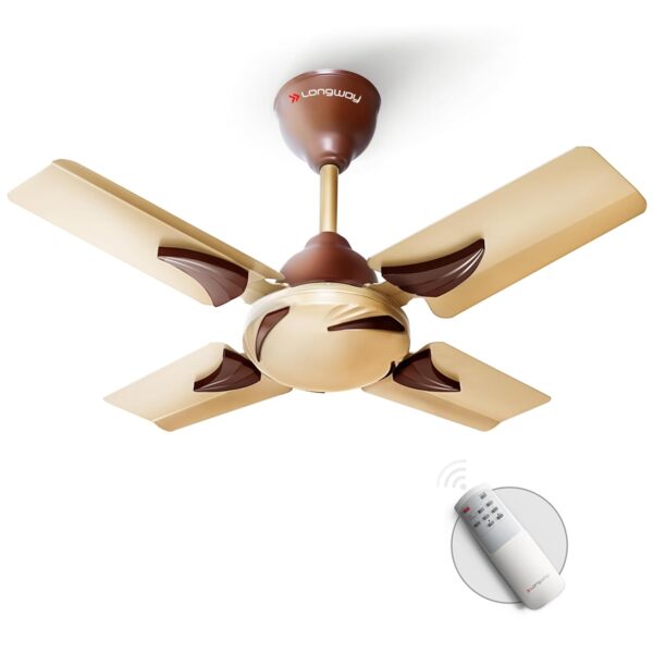 LONGWAY Creta P1 600 mm/24 inch Ultra High Speed 4 Blade Anti-Dust Decorative Star Rated Remote Controlled Ceiling Fan (Golden, Pack of 1) - Image 2