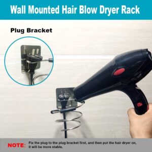 ONICORN® Dryer Holder Wall Mounted Self Adhesive, Stainless Steel Hair Blow Dryer Styling Tools Rack, Bathroom Organizer Compatible (SILVER, 1 PCS, Hanging Shelves) - Image 8