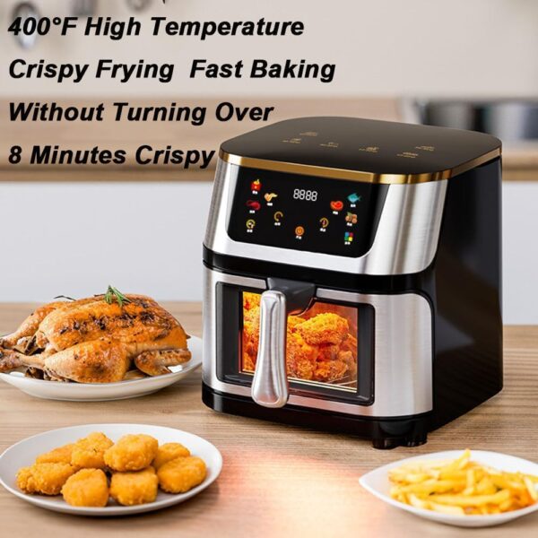 R RUNILEX Stainless Steel Air Fryer 1400w Smart Oven With Digital Touch Screen Oil-Free 10L Air Fryer Temperature And Timing Adjustable For Quick And Easy Meals With Also Easy to Clean - Image 7