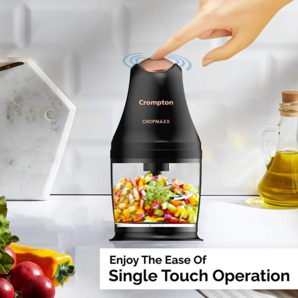 Crompton ChopMaxx Electric Vegetable Chopper | 300 Watts Motors | Twin S-Shaped Ninja food grade blades | 800 ml see through food grade bowl | Whisking attachment | Easy to clean & Store - Image 6