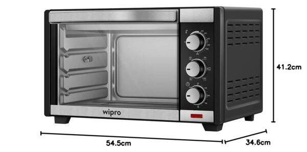 Wipro Vesta CTG01 28 liters Oven Toast Grill/OTG |1600 Watt with Smart Cook Function |Rotisserie & Convection| 6 Stage Heating | Grill, Bake & Roast | Heat Resistant Tempered Glass | Black - Image 10