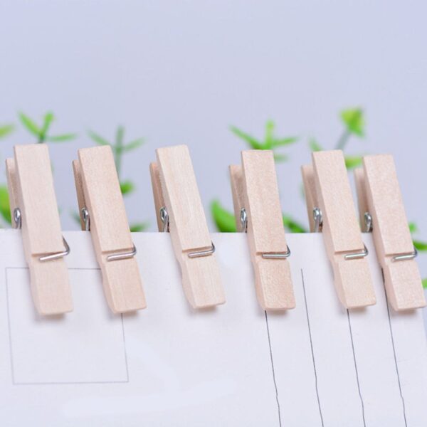 ALOUD CREATIONS 40 pcs Mini Natural Wood Pin for Photos | Natural Bamboo Wooden Clips | Close Pins for Pictures, Display Artwork, Baby Shower | Cloth Clips Peg Chimti for Decoration Crafts Hanging - Image 6