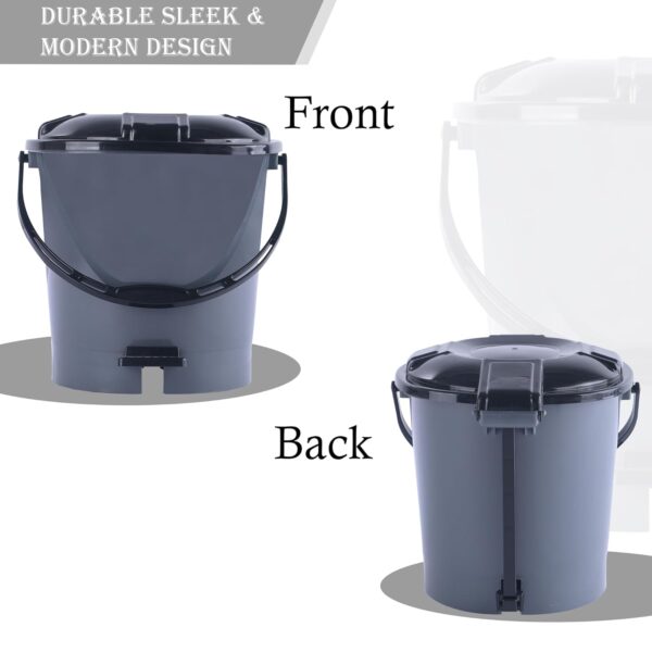 Kuber Industries 7 Ltr Plastic Dustbin for Home with Pedal, Lid & Handle | Dustbin for Kitchen, Bathroom & Office | Garbage Bin for Wet or Dry Waste | Check Dhakkan- Grey & Black - Image 6