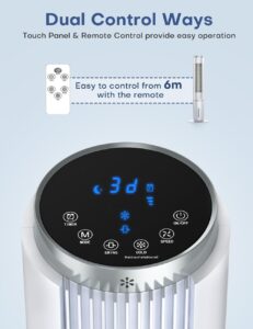 HIFRESH Air Cooler for Home, 107CM Tower Cooler w/Remote & LED Touch Screen, 4 Mode & 3 Speed, 12H Timer, 26 Feet Air Delivery, 4L Water Tank, 4 Ice Packs, 70° Swing Control, 80W Low Power Consumption - Image 4