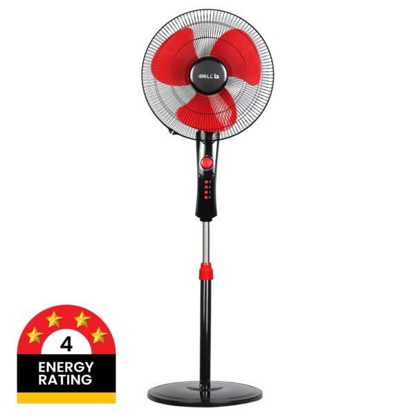 IBELL Zephyr03 Pedestal Fan 3 Leaf 400Mm With Timer And High Speed Motor (Red), 4 Stars - Image 3