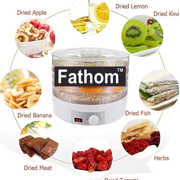 Fathom® Food Dehydrator Machine Dehydrate Beef Jerky Meat Mushrooms Fruits & Vegetables Great For At High-Heat Circulation Home Use for Kitchen Dehydration Food Dryer Machine with 5 Stackable Trays - Image 4