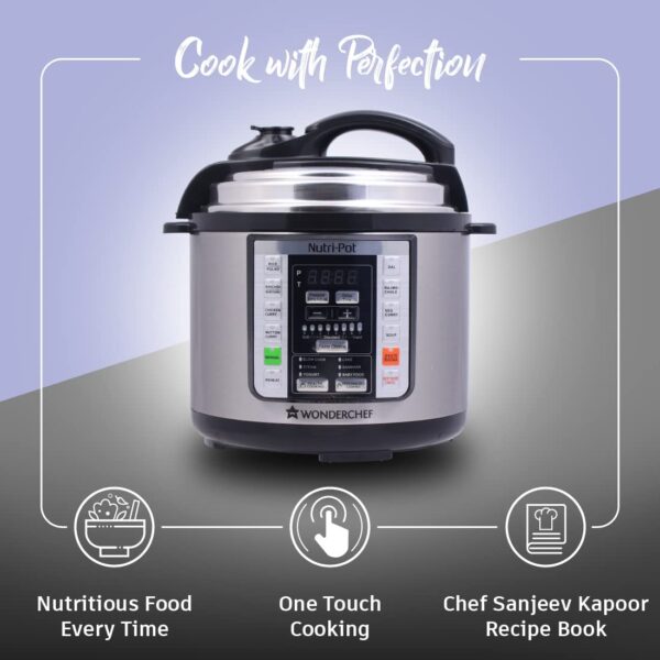 Nutri-Pot Electric Pressure Cooker with 7-in-1 Functions|18 pre-set functions|Pressure Cooking, Saute/Pan Frying, Slow Cooking, Yogurt Making, Steaming, Warming & Rice Cooking |6L capacity - Image 4