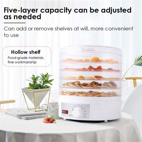 SKOFRI Food Dehydrator with 5 Trays for Fruit Vegetable Food Jerky Spice,Meat Drying Machine, Snacks Food Dryer,Multiple Use, Multi function Kitchen Dehydrator Machine(28 x 28 x 32 cm) - Image 5